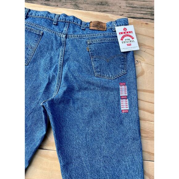 VINTAGE Levi's 540 Denim Jeans Relaxed & Loose Fit Brown Tab Size 44x30 Blue NOS - Picture 5 of 10